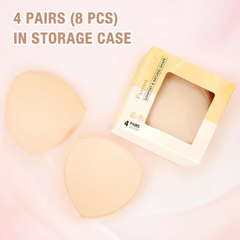 Fxspmt 4 Pairs Triangle Bra Insert Pads, Removable Edge-Sewn Breathable Silhouette Enhancers for Sports Bras, Swimwear - Image 3